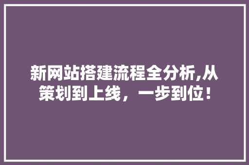 新网站搭建流程全分析,从策划到上线，一步到位！ 新网站搭建流程全分析,从策划到上线，一步到位！ 百度SEO