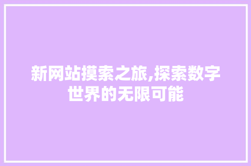 新网站摸索之旅,探索数字世界的无限可能 新网站摸索之旅,探索数字世界的无限可能 神马SEO