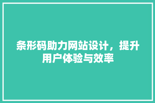 条形码助力网站设计，提升用户体验与效率 条形码助力网站设计，提升用户体验与效率 神马SEO