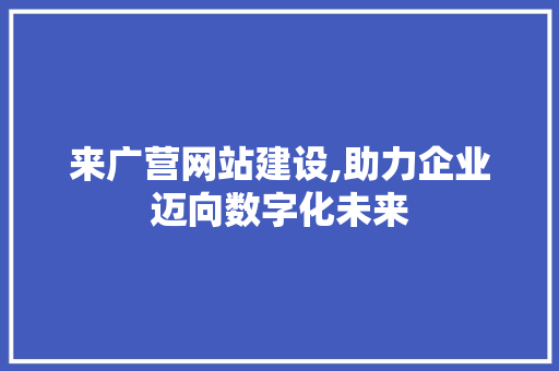 来广营网站建设,助力企业迈向数字化未来 来广营网站建设,助力企业迈向数字化未来 神马SEO