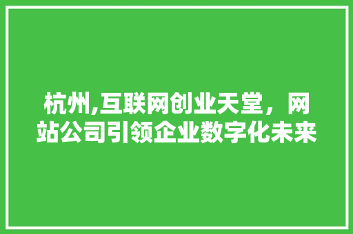 杭州,互联网创业天堂，网站公司引领企业数字化未来