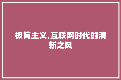 极简主义,互联网时代的清新之风 极简主义,互联网时代的清新之风 神马SEO
