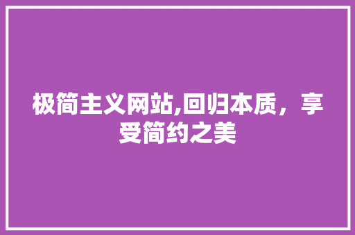 极简主义网站,回归本质，享受简约之美 极简主义网站,回归本质，享受简约之美 必应SEO