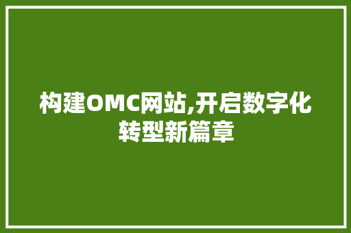 构建OMC网站,开启数字化转型新篇章 构建OMC网站,开启数字化转型新篇章 网站建设公司