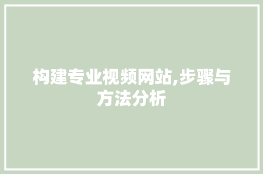 构建专业视频网站,步骤与方法分析 构建专业视频网站,步骤与方法分析 网站建设公司