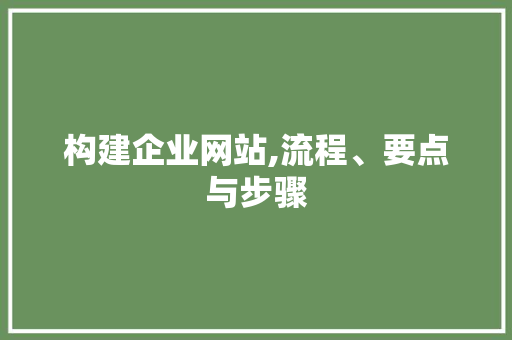 构建企业网站,流程、要点与步骤