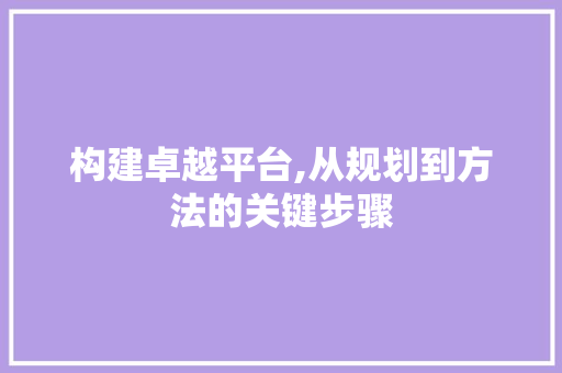 构建卓越平台,从规划到方法的关键步骤 构建卓越平台,从规划到方法的关键步骤 百度SEO