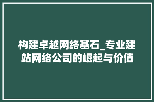 构建卓越网络基石_专业建站网络公司的崛起与价值