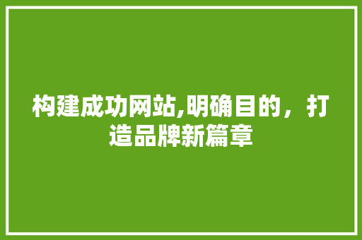 构建成功网站,明确目的，打造品牌新篇章 构建成功网站,明确目的，打造品牌新篇章 百度SEO