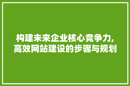 构建未来企业核心竞争力,高效网站建设的步骤与规划 构建未来企业核心竞争力,高效网站建设的步骤与规划 必应SEO
