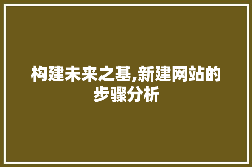 构建未来之基,新建网站的步骤分析 构建未来之基,新建网站的步骤分析 神马SEO