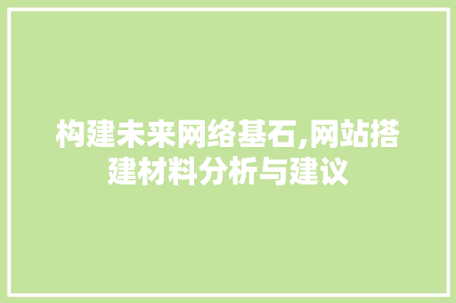 构建未来网络基石,网站搭建材料分析与建议 构建未来网络基石,网站搭建材料分析与建议 百度SEO