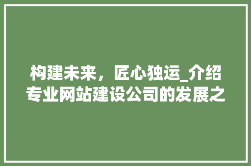 构建未来，匠心独运_介绍专业网站建设公司的发展之路 构建未来，匠心独运_介绍专业网站建设公司的发展之路 必应SEO