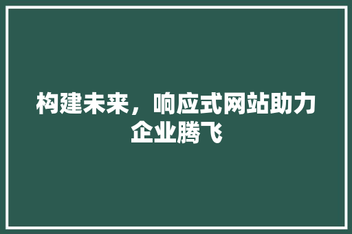 构建未来，响应式网站助力企业腾飞 构建未来，响应式网站助力企业腾飞 百度SEO