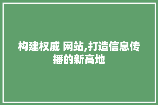 构建权威 网站,打造信息传播的新高地 构建权威 网站,打造信息传播的新高地 必应SEO