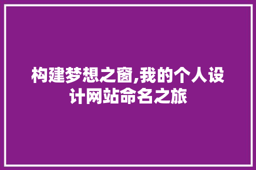 构建梦想之窗,我的个人设计网站命名之旅 构建梦想之窗,我的个人设计网站命名之旅 百度SEO