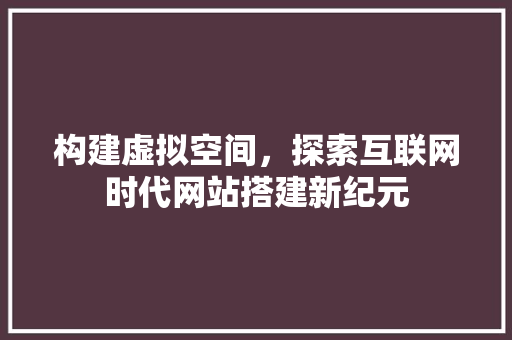 构建虚拟空间，探索互联网时代网站搭建新纪元 构建虚拟空间，探索互联网时代网站搭建新纪元 神马SEO