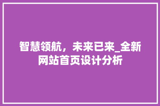 智慧领航，未来已来_全新网站首页设计分析 智慧领航，未来已来_全新网站首页设计分析 网站建设公司