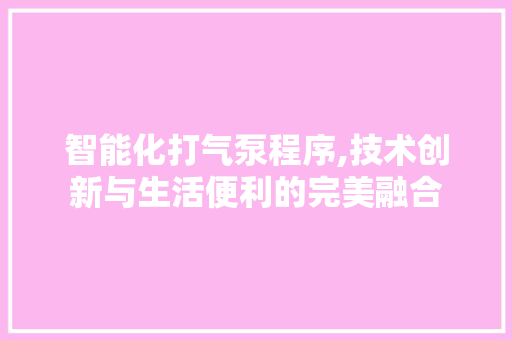 智能化打气泵程序,技术创新与生活便利的完美融合 智能化打气泵程序,技术创新与生活便利的完美融合 网站建设公司
