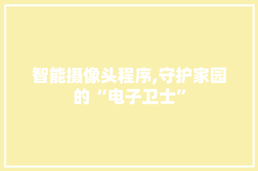 智能摄像头程序,守护家园的“电子卫士” 智能摄像头程序,守护家园的“电子卫士” 百度SEO