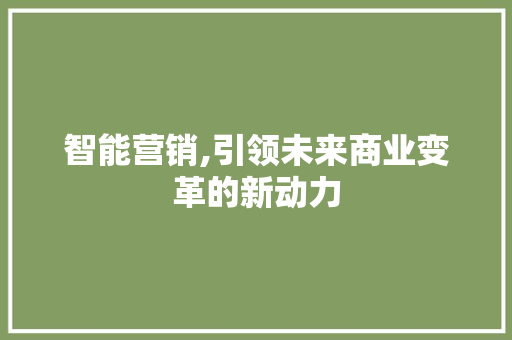 智能营销,引领未来商业变革的新动力 智能营销,引领未来商业变革的新动力 网站建设公司