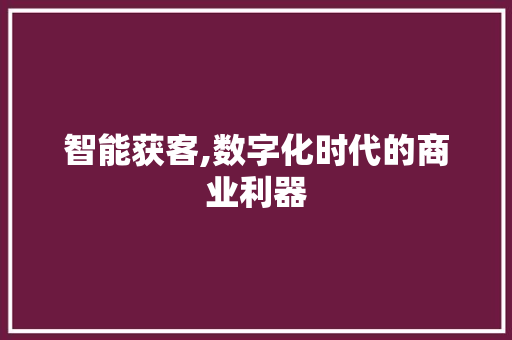 智能获客,数字化时代的商业利器 智能获客,数字化时代的商业利器 SEO关键词