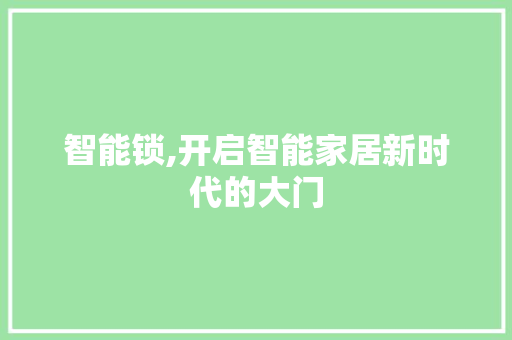 智能锁,开启智能家居新时代的大门 智能锁,开启智能家居新时代的大门 神马SEO