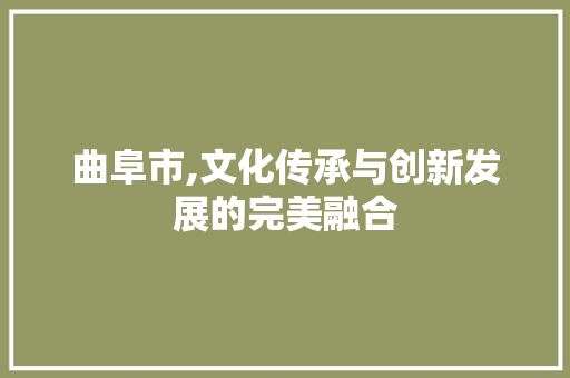 曲阜市,文化传承与创新发展的完美融合 曲阜市,文化传承与创新发展的完美融合 SEO关键词