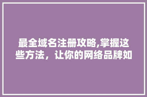 最全域名注册攻略,掌握这些方法，让你的网络品牌如虎添翼 最全域名注册攻略,掌握这些方法，让你的网络品牌如虎添翼 神马SEO