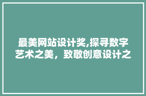最美网站设计奖,探寻数字艺术之美，致敬创意设计之光