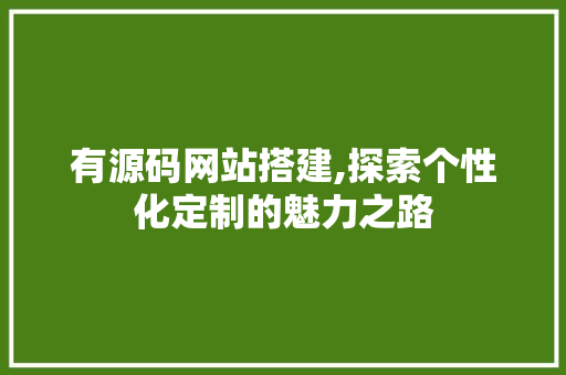 有源码网站搭建,探索个性化定制的魅力之路 有源码网站搭建,探索个性化定制的魅力之路 必应SEO