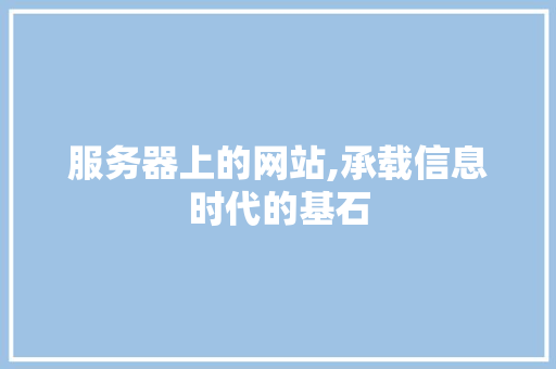 服务器上的网站,承载信息时代的基石 服务器上的网站,承载信息时代的基石 必应SEO