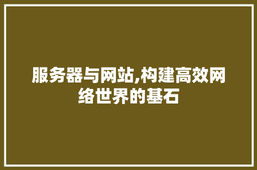 服务器与网站,构建高效网络世界的基石 服务器与网站,构建高效网络世界的基石 神马SEO