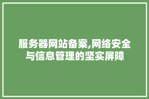 服务器网站备案,网络安全与信息管理的坚实屏障