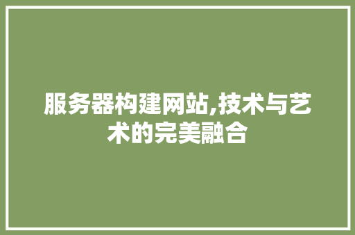 服务器构建网站,技术与艺术的完美融合 服务器构建网站,技术与艺术的完美融合 百度SEO