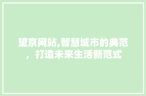 望京网站,智慧城市的典范，打造未来生活新范式 望京网站,智慧城市的典范，打造未来生活新范式 必应SEO