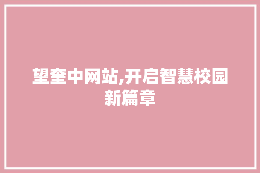 望奎中网站,开启智慧校园新篇章 望奎中网站,开启智慧校园新篇章 必应SEO