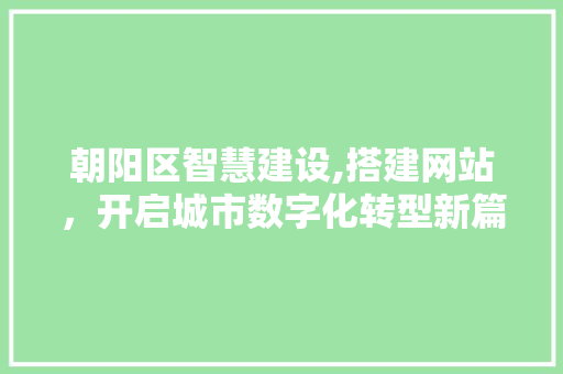 朝阳区智慧建设,搭建网站，开启城市数字化转型新篇章 朝阳区智慧建设,搭建网站，开启城市数字化转型新篇章 神马SEO