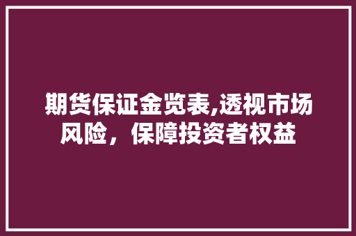 期货保证金览表,透视市场风险，保障投资者权益