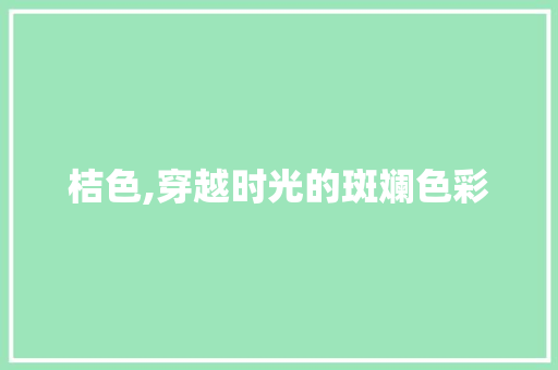 桔色,穿越时光的斑斓色彩 桔色,穿越时光的斑斓色彩 百度SEO