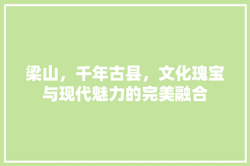梁山，千年古县，文化瑰宝与现代魅力的完美融合 梁山，千年古县，文化瑰宝与现代魅力的完美融合 SEO关键词