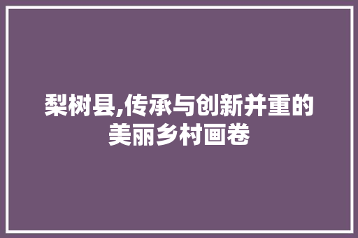 梨树县,传承与创新并重的美丽乡村画卷 梨树县,传承与创新并重的美丽乡村画卷 网站建设公司