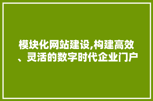 模块化网站建设,构建高效、灵活的数字时代企业门户 模块化网站建设,构建高效、灵活的数字时代企业门户 百度SEO