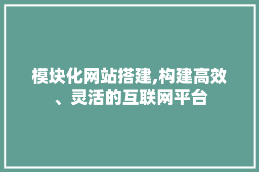 模块化网站搭建,构建高效、灵活的互联网平台 模块化网站搭建,构建高效、灵活的互联网平台 SEO关键词
