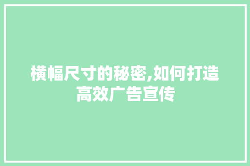 横幅尺寸的秘密,如何打造高效广告宣传 横幅尺寸的秘密,如何打造高效广告宣传 必应SEO