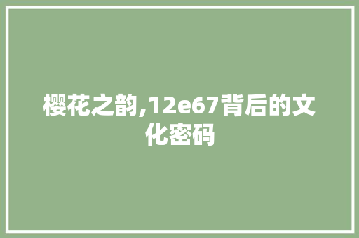 樱花之韵,12e67背后的文化密码