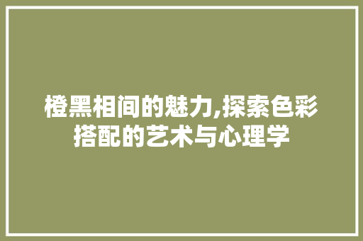橙黑相间的魅力,探索色彩搭配的艺术与心理学 橙黑相间的魅力,探索色彩搭配的艺术与心理学 神马SEO