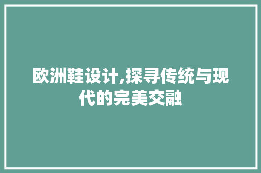欧洲鞋设计,探寻传统与现代的完美交融 欧洲鞋设计,探寻传统与现代的完美交融 神马SEO
