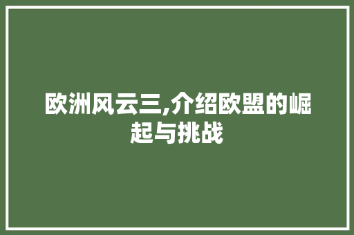 欧洲风云三,介绍欧盟的崛起与挑战 欧洲风云三,介绍欧盟的崛起与挑战 神马SEO