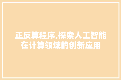 正反算程序,探索人工智能在计算领域的创新应用
